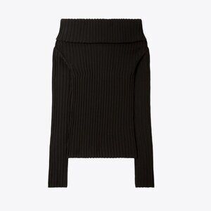 NWT Tory Burch black off-the-shoulder sweater. Size Large